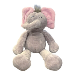 Cracker Barrel Elephant Plush Rattle Lovey Toy Cherished Beginnings Gray Pink
